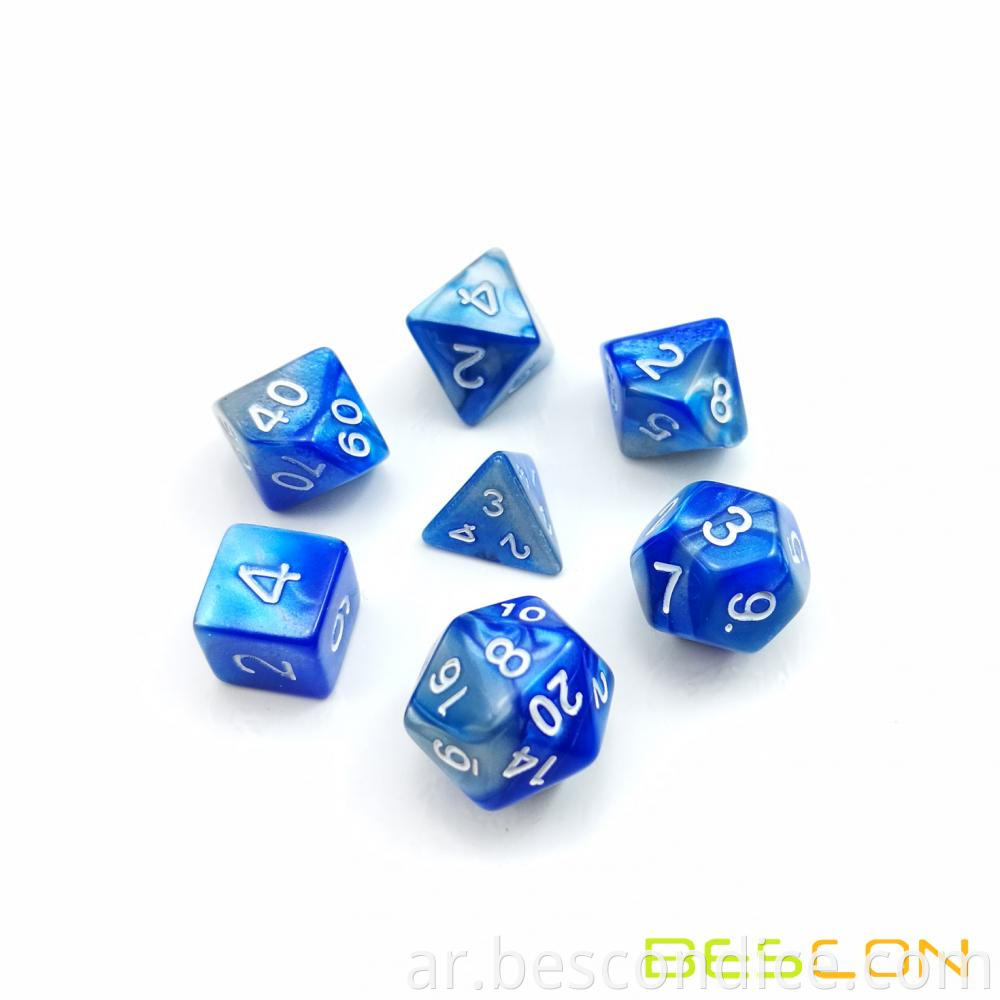 10mm Steel Blue Polyhedral Dice Set 2